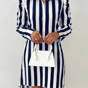 Women's Fashion Striped Shirt Dress