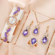 A Stylish And Adaptable Women'S Quartz Wristwatch with a Heart-Shaped Strap, Accompanied by a Jewelry Set - Image 11