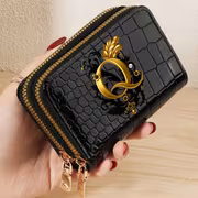 Crocodile Pattern Minimalist Letter Printed Women'S Short Double Zipper Clutch - Stylish Zippered Wallet - Versatile Bag for Travel And School Parties - Image 9