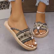 Women'S Fashion Elegant Chinese National Style Clip-On Flat Sandals, Women Shoes - Image 8