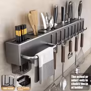 1pc, 2025 New Multi-Functional Wall-Mounted Kitchen Storage Rack - Heavy-Duty Carbon Steel Knife Rack, No Drilling Installation, Suitable for Storing Knives, Cutlery And Cutting Boards in Homes Or Restaurants. Space-Saving Design, Utility Racks - Image 5