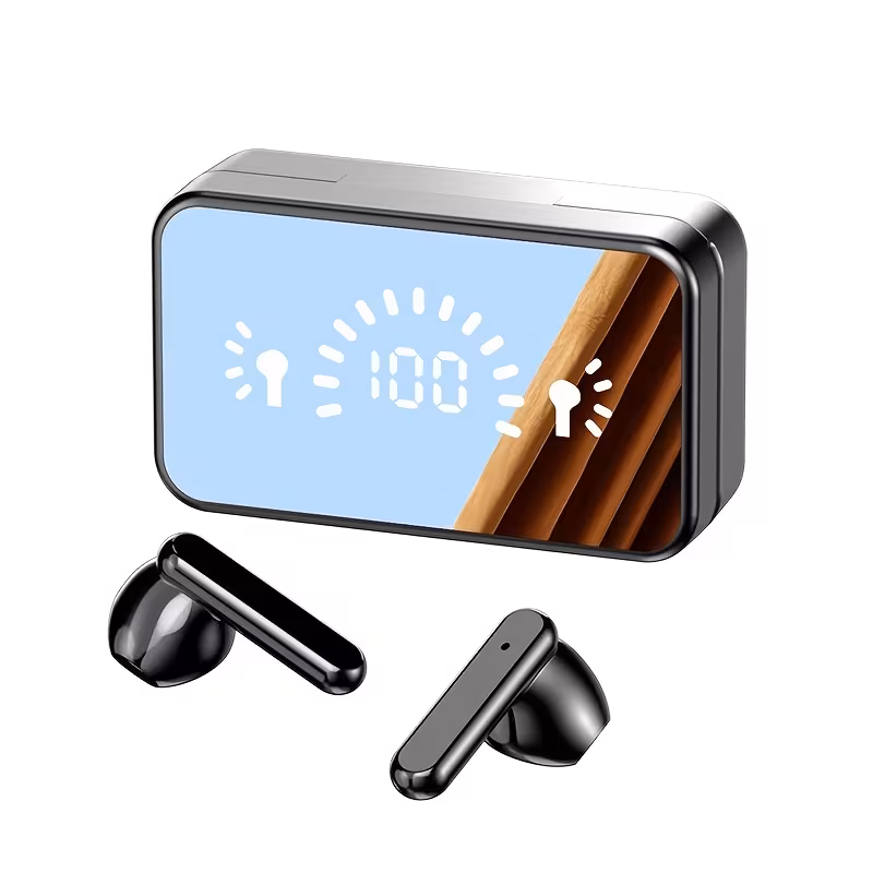 Wireless earphones, high-definition mirror display screen, high-end minimalist design, lightweight and portable sports earphones, gaming earphones