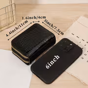 Crocodile Pattern Minimalist Letter Printed Women'S Short Double Zipper Clutch - Stylish Zippered Wallet - Versatile Bag for Travel And School Parties - Image 5
