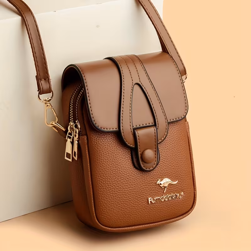 Fashionable Women'S Color-Blocked Crossbody Bag: Adorned with Exquisite Kangaroo Accents, Made of High-Quality with a Flap Magnetic Closure Design, Featuring an Adjustable Shoulder Strap for a Lightweight And Stylish Look—An Essential Compac