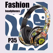 Ada Dud 2026 Wireless Headphones with Built-in Microphone, Over-Ear Headphones in Graffiti Style with Adjustable RGB Lights, Soft Ear Cushions, Large Battery, Stereo Music, Sports Earphones - Image 4