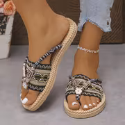 Women'S Fashion Elegant Chinese National Style Clip-On Flat Sandals, Women Shoes - Image 9