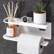1pc Wall Mounted Paper Towel Holder, Toilet Fragrance Storage Rack, Multifunctional Storage Rack, Paper Roll Holder, Suitable for Kitchen and Bathroom, Bathroom Accessories - Image 4