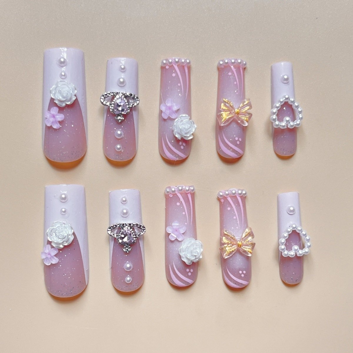 Rectangular Diamond Multi-diamond Press Fake Nails - Image 4