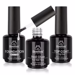 3pcs No Wipe Top Coat & Base Gel with 9-in-1 Nail Glue Suitable for Lamp, Soak Off / Lamp Compatible Gel Polish for DIY Nail, Long Lasting Shine Effect, Base Coat & Nail Gift for Women &