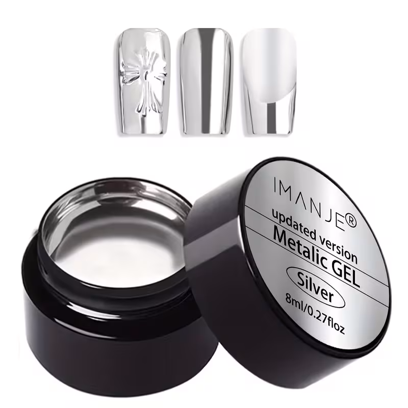 Upgraded Version 0.27fl.oz Nail Art Metal Gel Electroplated Wire Drawing Paint Gel, Mirror Reflective No-Wipe Gel