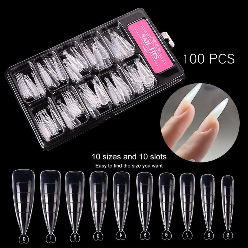 Nail Art Sheets Ultra-thin Non-marking Water Drop Pointed Ballet Coffin Trapezoid Sheets 100 Pieces Box Sheets with Scale - Image 5