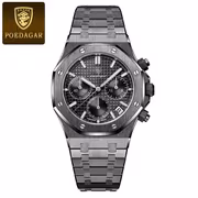POEDAGAR Men's Luxury Chronograph Watch with Luminous Dial, Stainless Steel Case, 3ATM High Quality, Calendar & Stopwatch Functions, Casual Sporty Design, Battery-Powered Quartz Movement, Casual Attire | Sporty Elegant Style | Sophisticated Strap - Image 12