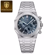 POEDAGAR Men's Luxury Chronograph Watch with Luminous Dial, Stainless Steel Case, 3ATM High Quality, Calendar & Stopwatch Functions, Casual Sporty Design, Battery-Powered Quartz Movement, Casual Attire | Sporty Elegant Style | Sophisticated Strap - Image 11