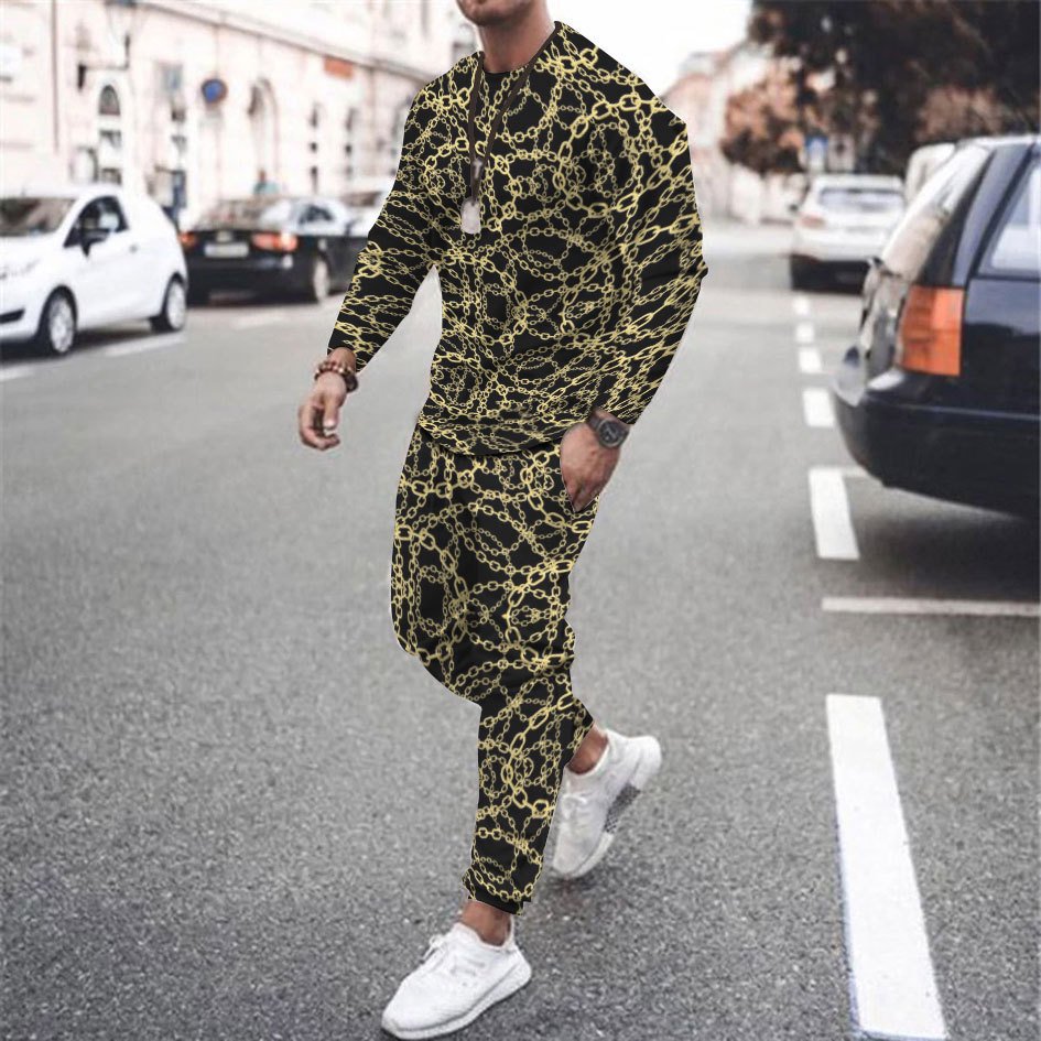 Round Neck T Shirt Long Sleeve Sports Pants Two Piece Set - Image 8