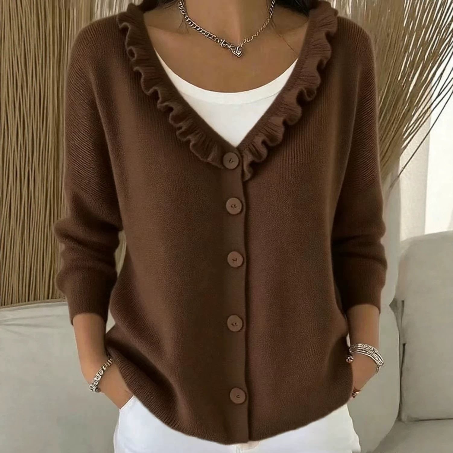 Single-breasted Cardigan Sweater Womens Coat - Image 4