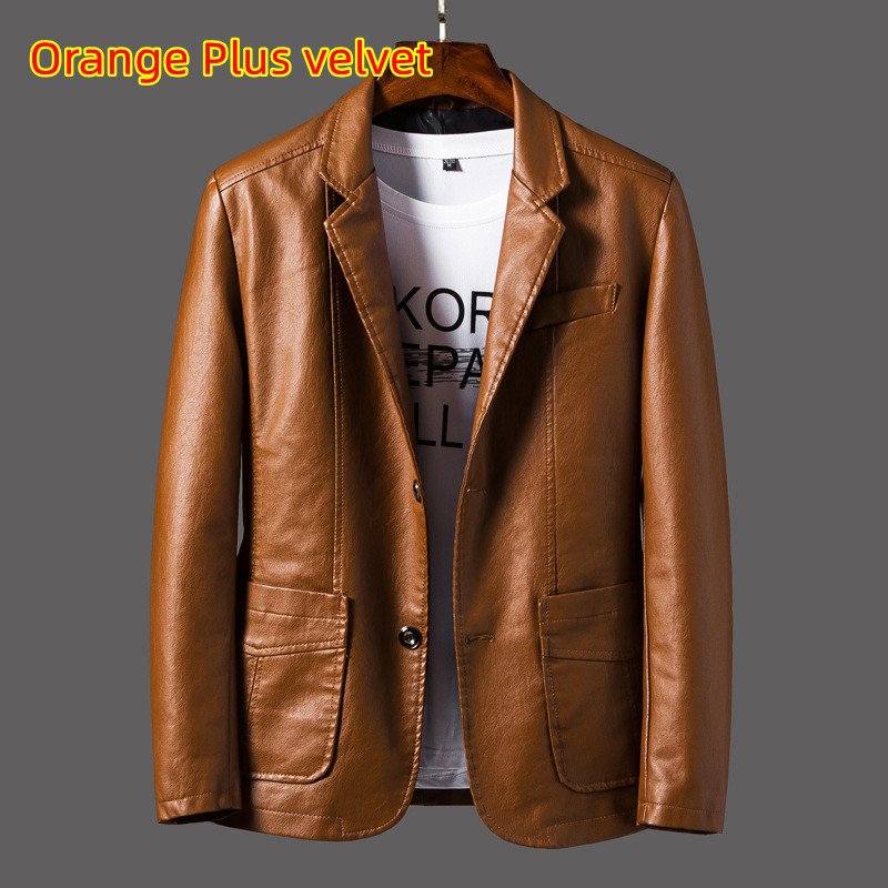 Leather Men's Autumn And Winter Jacket Thin Lapel - Image 10