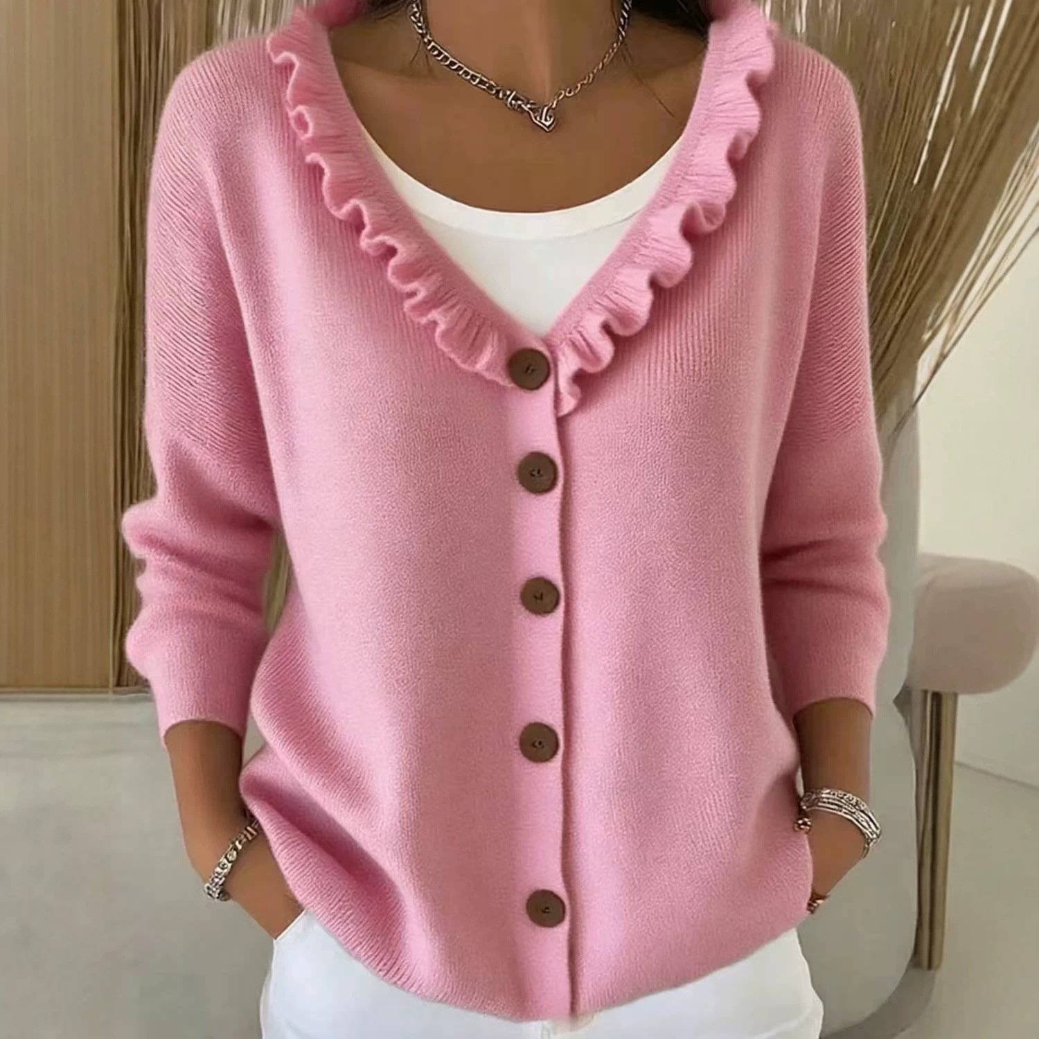 Single-breasted Cardigan Sweater Womens Coat - Image 3