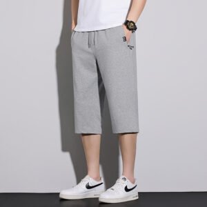 Summer New Mens Casual Ice-Silk Cropped Pants