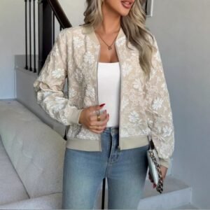 Women's Tweed Cropped Jacket, Elegant Baseball Coat, Casual Versatile Top For Spring & Autumn, Petite Friendly