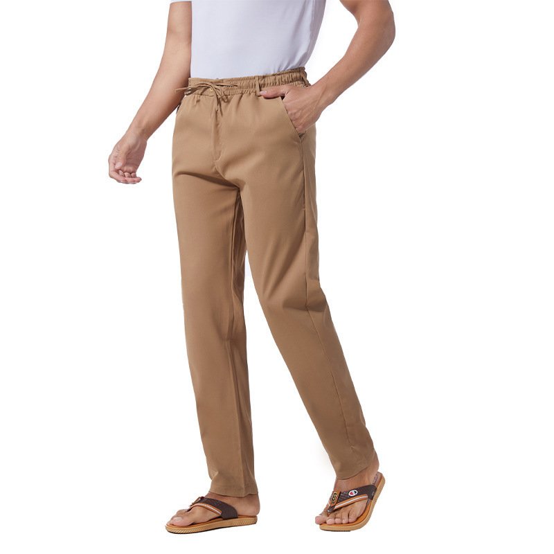New Mens Solidcolor Linen Cotton Looseit Casual Pants - Image 9