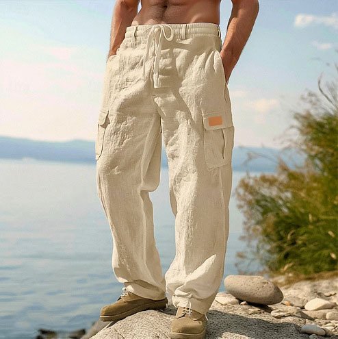 Four-season Thin Loose-fit Multi-pocket Workwear Casual Wide-leg Long Pants - Image 6
