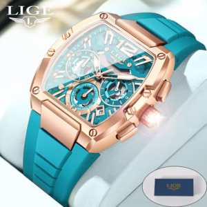 LIGE Square Men'S Watch Fashion Business Watch Casual Men'S Watch Sports Watch Chronograph Women'S Watch