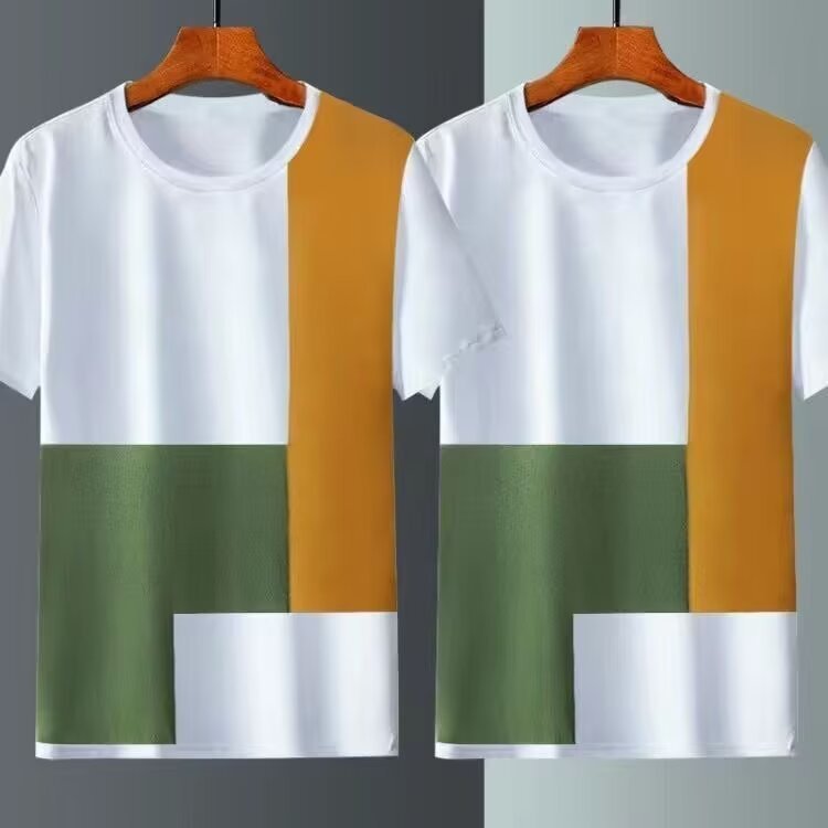 Summer Ice Silk Short Sleeve T-shirt Men - Image 2