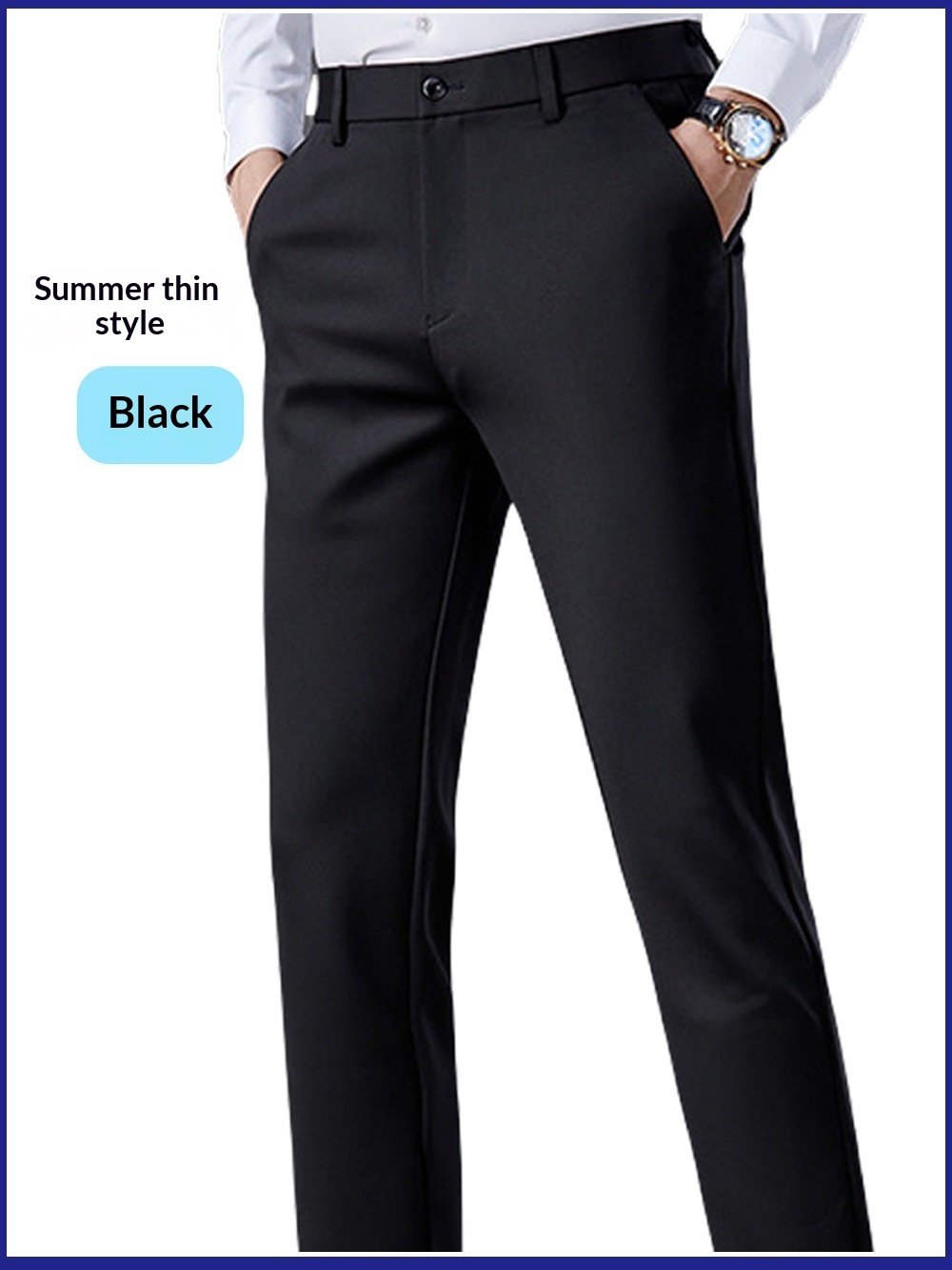 Straight-leg Stretch Mens Casual Dress Pants - Image 3