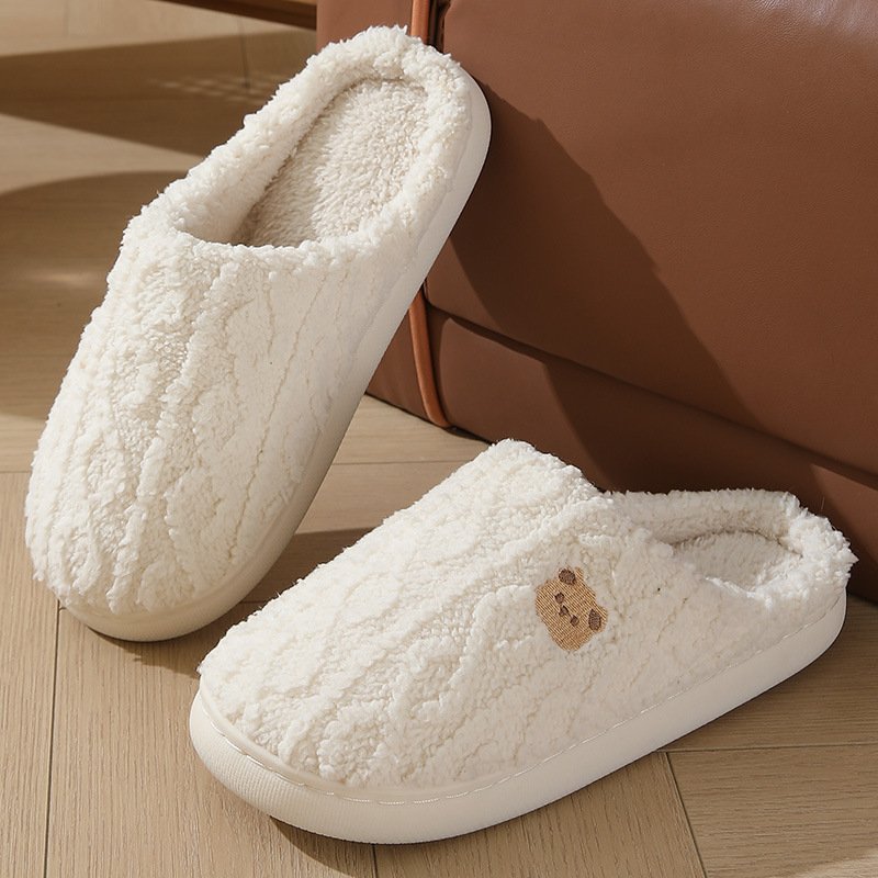 Thick-soled, Warm Plaid Plush Slippers For Indoor Winter Wear - Image 5
