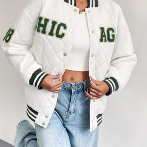 Women'S Long Sleeve Letter Jacket | Casual Street Style, Alphabet Pattern, Comfortable Quality Fabric, Warm Autumn-Winter Coat, Suitable for Daily Outings