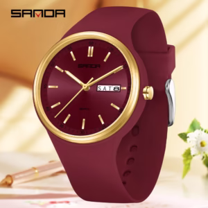 SANDA Ladies' and for Man's Round Case Zinc Alloy Quartz Watches, Sports Style, 3ATM, Silicone Strap, with Non-rechargeable Button Battery for Ladies, Holiday Gift