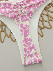 2pcs Full-body Print Leopard Print, Sexy Lace-up Backstrap, Back-revealing Swimsuit Bikini, Perfect for Vacations, Beaches, Stages, and Concerts in the Summer. - Image 5