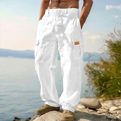 Four-season Thin Loose-fit Multi-pocket Workwear Casual Wide-leg Long Pants