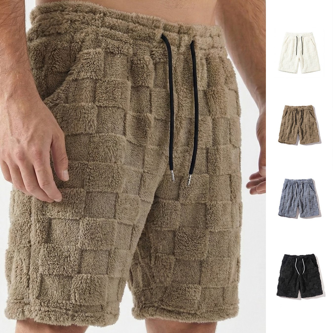 Straight-leg Plaid Mens Athletic Shorts