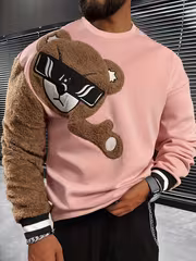 Men's Long Sleeve Crew Neck Sweatshirt, New Autumn/Winter Style, Bear Design, Casual Loose Fit Top - Image 7