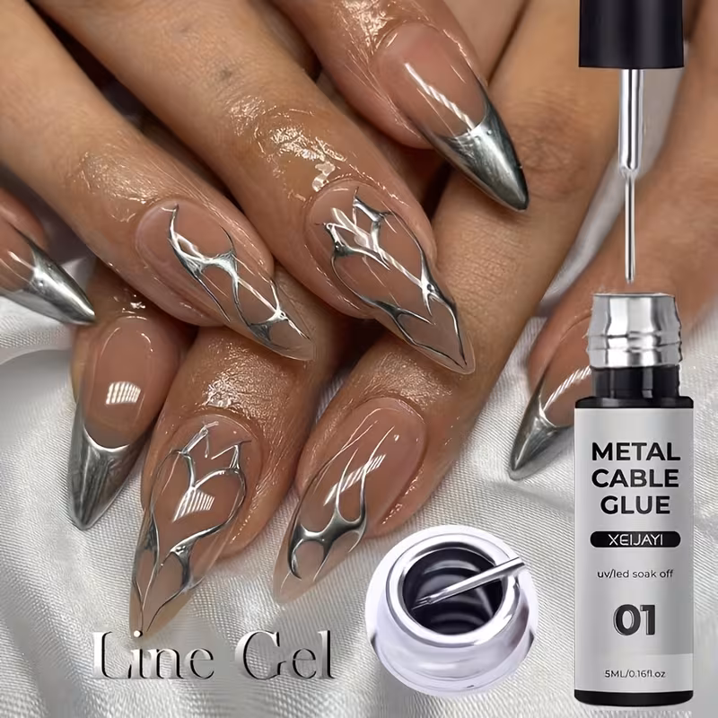 1pc 5ml Silvery Nail Art Line Polish Gel Semi Permanent /LED Paint Nails Drawing Polish DIY Painting Varnish Liner Gel Tool Gift for Women