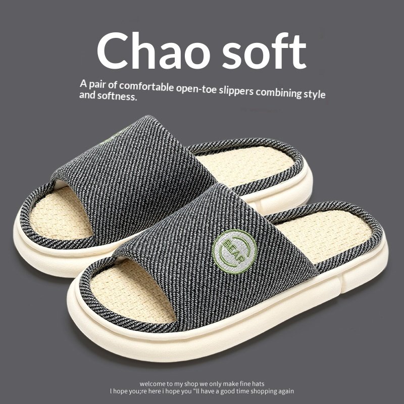 Household Spring And Autumn Indoor Home And Office Cotton And Linen Slippers - Image 5