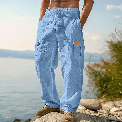 Four-season Thin Loose-fit Multi-pocket Workwear Casual Wide-leg Long Pants - Image 5