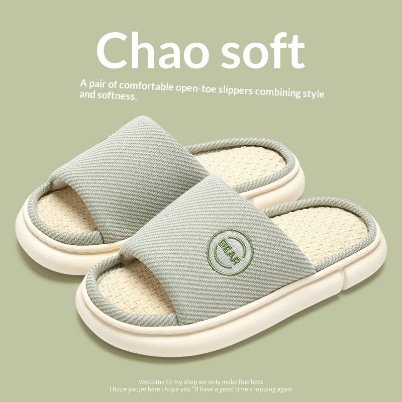 Household Spring And Autumn Indoor Home And Office Cotton And Linen Slippers - Image 6