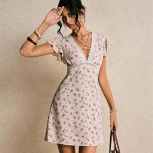 Delicate Lace-panelled Romantic Floral Dress