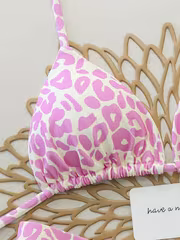 2pcs Full-body Print Leopard Print, Sexy Lace-up Backstrap, Back-revealing Swimsuit Bikini, Perfect for Vacations, Beaches, Stages, and Concerts in the Summer. - Image 4