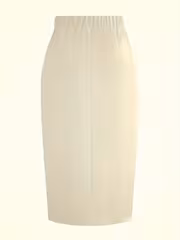 Women'S Slit Design Elegant Slim A-Line Knee-Length Skirt Retro French Style Women'S Casual Comfortable Everyday Versatile Metal Flower Decoration Pleated Front Slit A-Line Skirt - Image 2