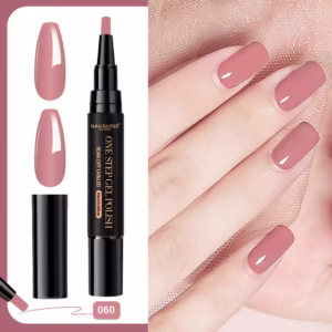 Pen-Style One Step Nail Polish, Equivalent to Base Coat And Topcoats Color Gel in a Bottle. Popular White And Pinkish Beige Shades Available for Easy Pen Application Perfect Salon Kit