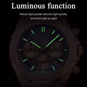 POEDAGAR Men's Luxury Chronograph Watch with Luminous Dial, Stainless Steel Case, 3ATM High Quality, Calendar & Stopwatch Functions, Casual Sporty Design, Battery-Powered Quartz Movement, Casual Attire | Sporty Elegant Style | Sophisticated Strap - Image 7