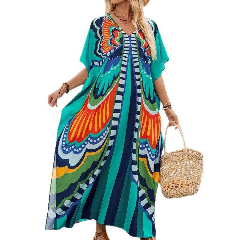 Real-shot European And American Cross-border Printed Robe - Image 5