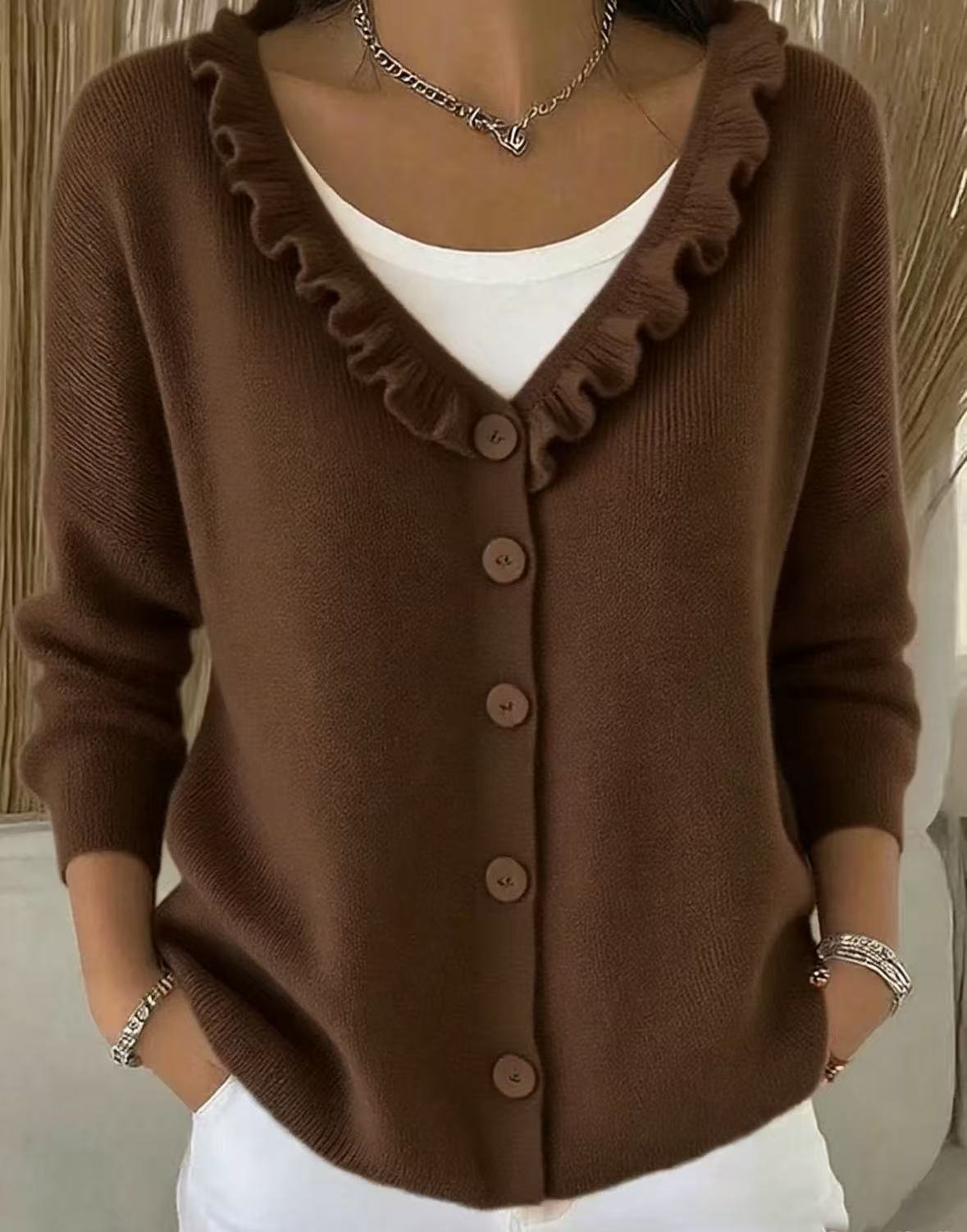 Single-breasted Cardigan Sweater Womens Coat - Image 2