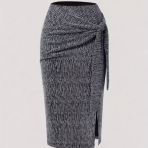 New Spring And Autumn Stylish And Elegant Solid Color Bodycon Skirt with Waist Ties for Women, Perfect for Valentine'S Day, Daily Commuting, Date Nights, And New Year'S Celebrations