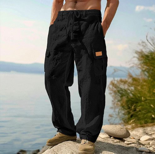 Four-season Thin Loose-fit Multi-pocket Workwear Casual Wide-leg Long Pants - Image 4