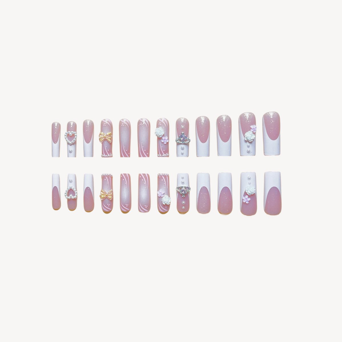 Rectangular Diamond Multi-diamond Press Fake Nails - Image 2