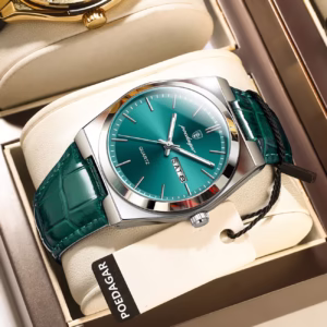 POEDAGAR Men's Fashion Quartz Watch, Luminous with Calendar Feature, Casual Style for Teens & Adults
